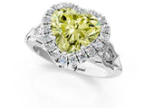 White gold Fancy Yellow Heart  Halo Diamond Engagement Ring with Filigree Band and Four-Prong Setting_10