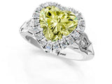 White gold Fancy Yellow Heart  Halo Diamond Engagement Ring with Filigree Band and Four-Prong Setting_121