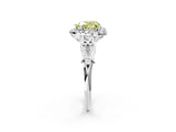 White gold Fancy Yellow Heart  Halo Diamond Engagement Ring with Filigree Band and Four-Prong Setting_122