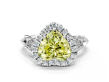 White gold Fancy Yellow Heart  Halo Diamond Engagement Ring with Filigree Band and Four-Prong Setting_124