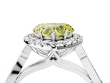 White gold Fancy Yellow Heart  Halo Diamond Engagement Ring with Filigree Band and Four-Prong Setting_124