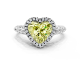 White gold Fancy Yellow Heart  Halo Diamond Engagement Ring with Intricate Filigree Band and Four-Prong Setting_37