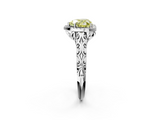 White gold Fancy Yellow Heart  Halo Diamond Engagement Ring with Intricate Filigree Band and Four-Prong Setting_39