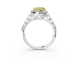 White gold Fancy Yellow Heart  Halo Diamond Engagement Ring with Intricate Filigree Band and Four-Prong Setting_40
