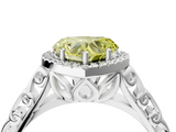 White gold Fancy Yellow Heart  Halo Diamond Engagement Ring with Intricate Filigree Band and Four-Prong Setting_41