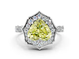 White gold Fancy Yellow Heart  Halo Diamond Engagement Ring with Milgrain Band and Four-Prong Setting_48