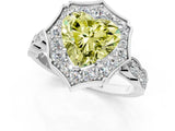 White gold Fancy Yellow Heart  Halo Diamond Engagement Ring with Milgrain Band and Four-Prong Setting_49