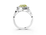 White gold Fancy Yellow Heart  Halo Diamond Engagement Ring with Milgrain Band and Four-Prong Setting_51