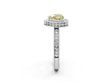 White gold Fancy Yellow Heart  Halo Diamond Engagement Ring with Milgrain Pave Band and Four-Prong Setting_65