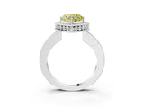 White gold Fancy Yellow Heart  Halo Diamond Engagement Ring with Milgrain Pave Band and Four-Prong Setting_68