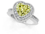 White gold Fancy Yellow Heart  Halo Diamond Engagement Ring with Milgrain Pave Band and Four-Prong Setting_74