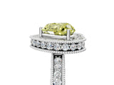 White gold Fancy Yellow Heart  Halo Diamond Engagement Ring with Milgrain Pave Band and Four-Prong Setting_78
