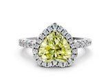 White gold Fancy Yellow Heart  Halo Diamond Engagement Ring with Pavé Band and Four-Prong Setting_105