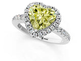 White gold Fancy Yellow Heart  Halo Diamond Engagement Ring with Pavé Band and Four-Prong Setting_106
