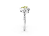 White gold Fancy Yellow Heart  Halo Diamond Engagement Ring with Pavé Band and Four-Prong Setting_107