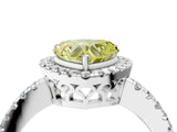 White gold Fancy Yellow Heart  Halo Diamond Engagement Ring with Pavé Band and Four-Prong Setting_109