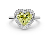 White gold Fancy Yellow Heart  Halo Diamond Engagement Ring with Solitaire Band and Four-Prong Setting_20
