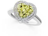 White gold Fancy Yellow Heart  Halo Diamond Engagement Ring with Solitaire Band and Four-Prong Setting_21