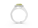 White gold Fancy Yellow Heart  Halo Diamond Engagement Ring with Solitaire Band and Four-Prong Setting_23