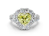 White gold Fancy Yellow Heart  Halo Diamond Engagement Ring with Split Shank and Prong Setting_106