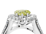 White gold Fancy Yellow Heart  Halo Diamond Engagement Ring with Split Shank and Prong Setting_110