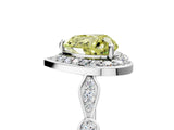 White gold Fancy Yellow Heart  Halo Diamond Engagement Ring with Twisted Band and Four-Prong Setting 5