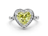 White gold Fancy Yellow Heart  Halo Diamond Engagement Ring with Twisted Band and Four-Prong Setting