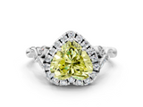 White gold Fancy Yellow Heart  Halo Diamond Engagement Ring with Vintage-Inspired Band and Four-Prong Setting_3