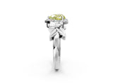White gold Fancy Yellow Heart  Halo Diamond Floral Band with Four-Prong Setting_57