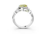 White gold Fancy Yellow Heart  Halo Diamond Floral Band with Four-Prong Setting_58