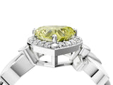 White gold Fancy Yellow Heart  Halo Diamond Floral Band with Four-Prong Setting_59