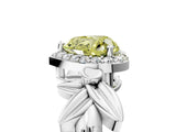 White gold Fancy Yellow Heart  Halo Diamond Floral Band with Four-Prong Setting_60