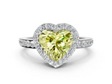 White gold Fancy Yellow Heart  Halo Diamond Pavé Band Ring with Prong Setting_20