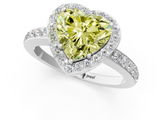 White gold Fancy Yellow Heart  Halo Diamond Pavé Band Ring with Prong Setting_21