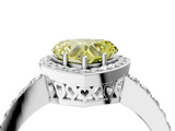 White gold Fancy Yellow Heart  Halo Diamond Pavé Band Ring with Prong Setting_24
