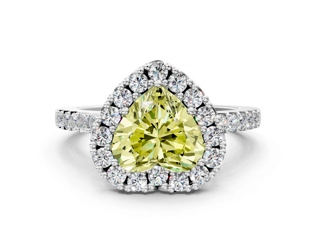 White gold Fancy Yellow Heart  Halo Diamond Pavé Solitaire Ring_45