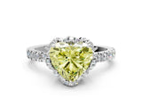 White gold Fancy Yellow Heart  Halo Diamond Pave Band Ring with Four-Prong Setting_15