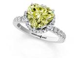 White gold Fancy Yellow Heart  Halo Diamond Pave Band Ring with Four-Prong Setting_16
