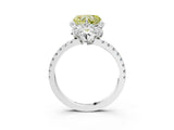 White gold Fancy Yellow Heart  Halo Diamond Pave Band Ring with Four-Prong Setting_18