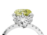 White gold Fancy Yellow Heart  Halo Diamond Pave Band Ring with Four-Prong Setting_19