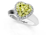 White gold Fancy Yellow Heart  Halo Diamond Ring with Cathedral Band and Four-Prong Setting_50