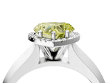 White gold Fancy Yellow Heart  Halo Diamond Ring with Cathedral Band and Four-Prong Setting_53