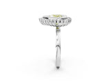 White gold Fancy Yellow Heart  Halo Diamond Ring with Milgrain Edge and Round Prong Setting_40