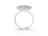 White gold Fancy Yellow Heart  Halo Diamond Ring with Milgrain Edge and Round Prong Setting_41