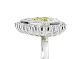 White gold Fancy Yellow Heart  Halo Diamond Ring with Milgrain Edge and Round Prong Setting_43