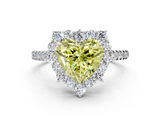 White gold Fancy Yellow Heart  Halo Diamond Ring with Pavé Band and Prong Setting_55