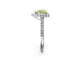 White gold Fancy Yellow Heart  Halo Diamond Ring with Pavé Band and Prong Setting_58