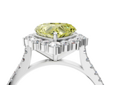 White gold Fancy Yellow Heart  Halo Diamond Ring with Pavé Band and Prong Setting_65