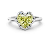White gold Fancy Yellow Heart  Halo Diamond Ring with Round Cluster Setting, Solitaire Band, and Four-Prong Setting_64