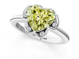 White gold Fancy Yellow Heart  Halo Diamond Ring with Round Cluster Setting, Solitaire Band, and Four-Prong Setting_67